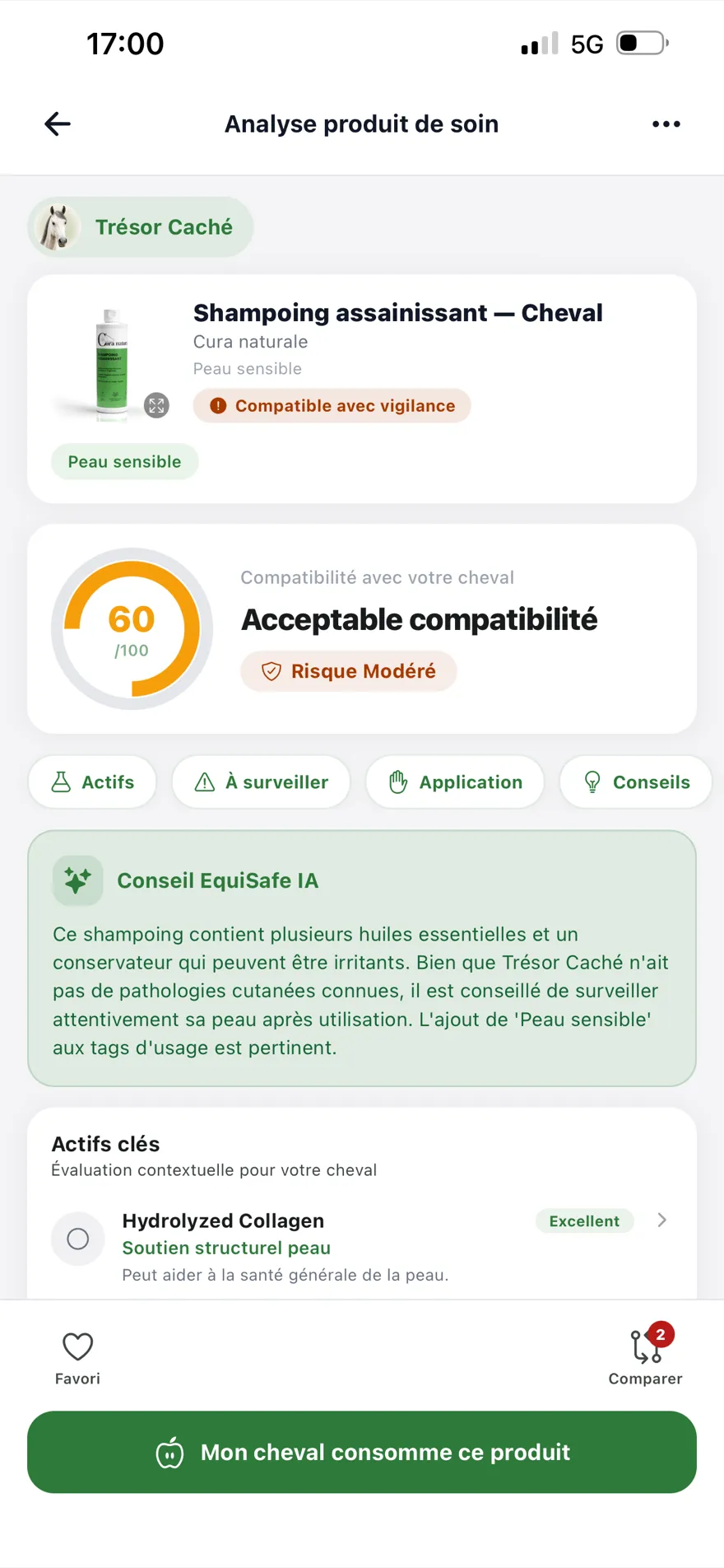 Comparaison montrant des produits à limiter