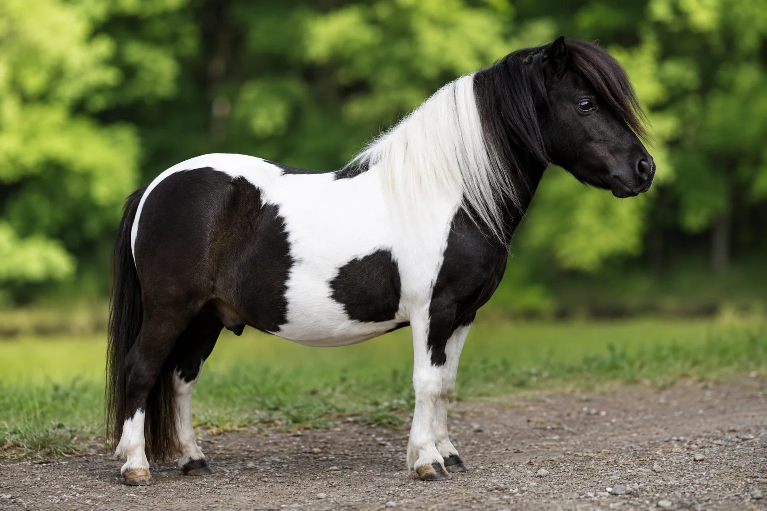Cheval Adaev à la robe grise, mettant en valeur sa robustesse et ses sabots durs