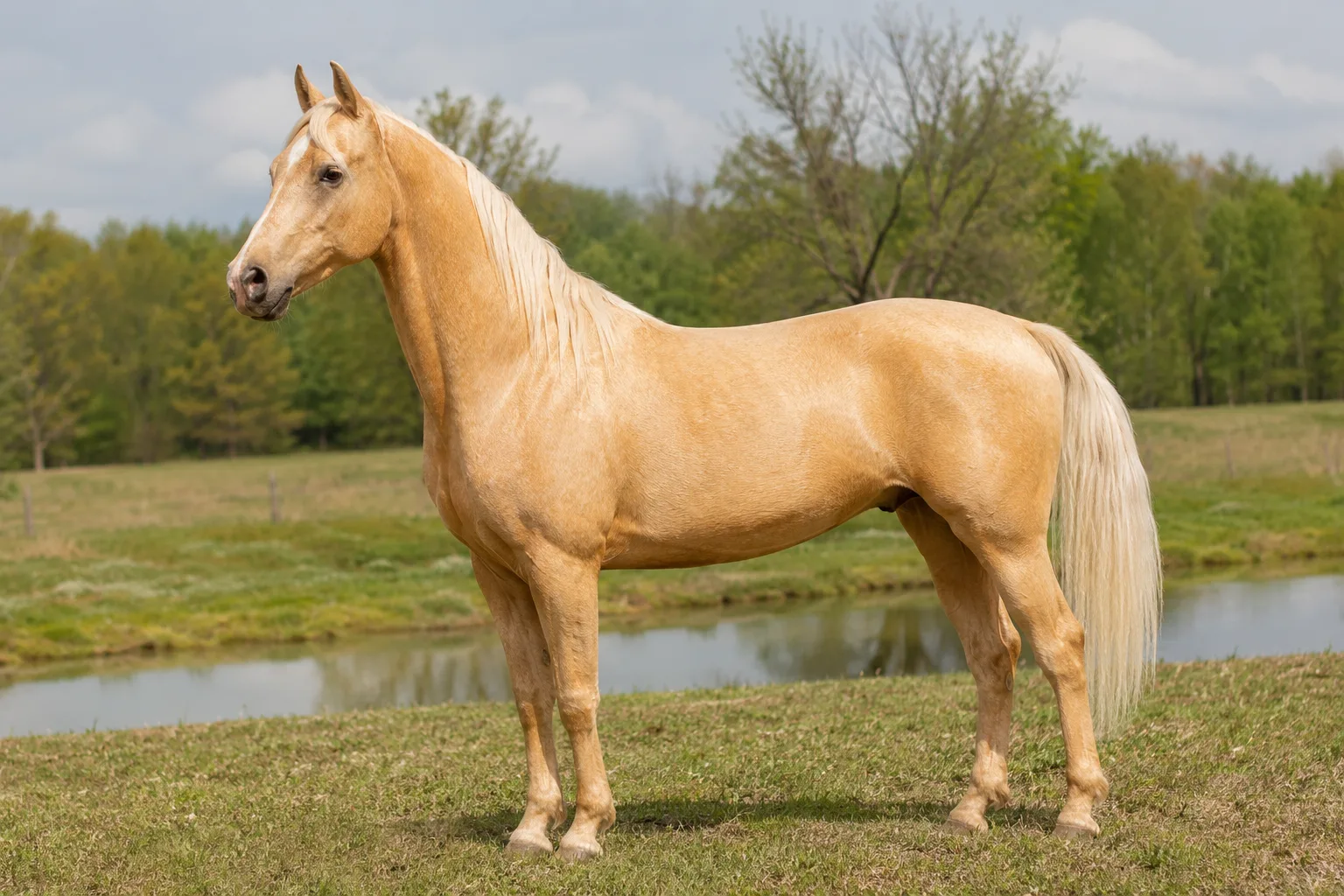 Cheval Andravida à la robe noire, gros plan sur ses membres et ses sabots robustes.