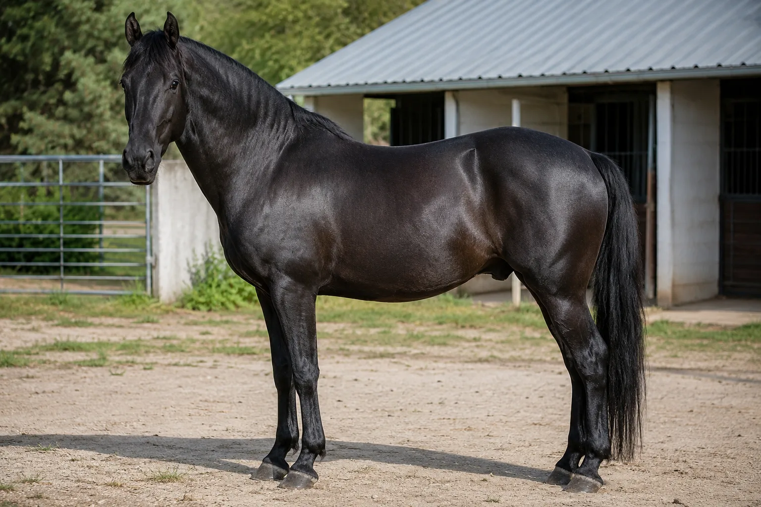 Détail d'un Arabe Shagya noir, mettant en valeur son pelage brillant et la finesse de ses crins.