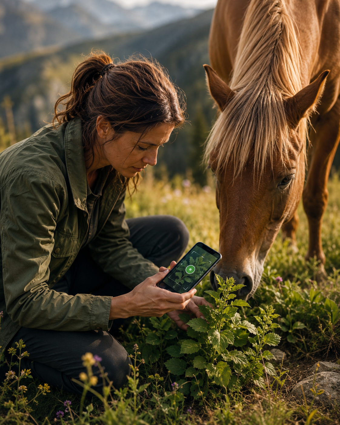 Centaurée du solstice : reconnaissance de plante toxique au pré, observation du contexte de pâture et gestion des risques. Application mobile Equio pour identifier les plantes toxiques au cheval.
