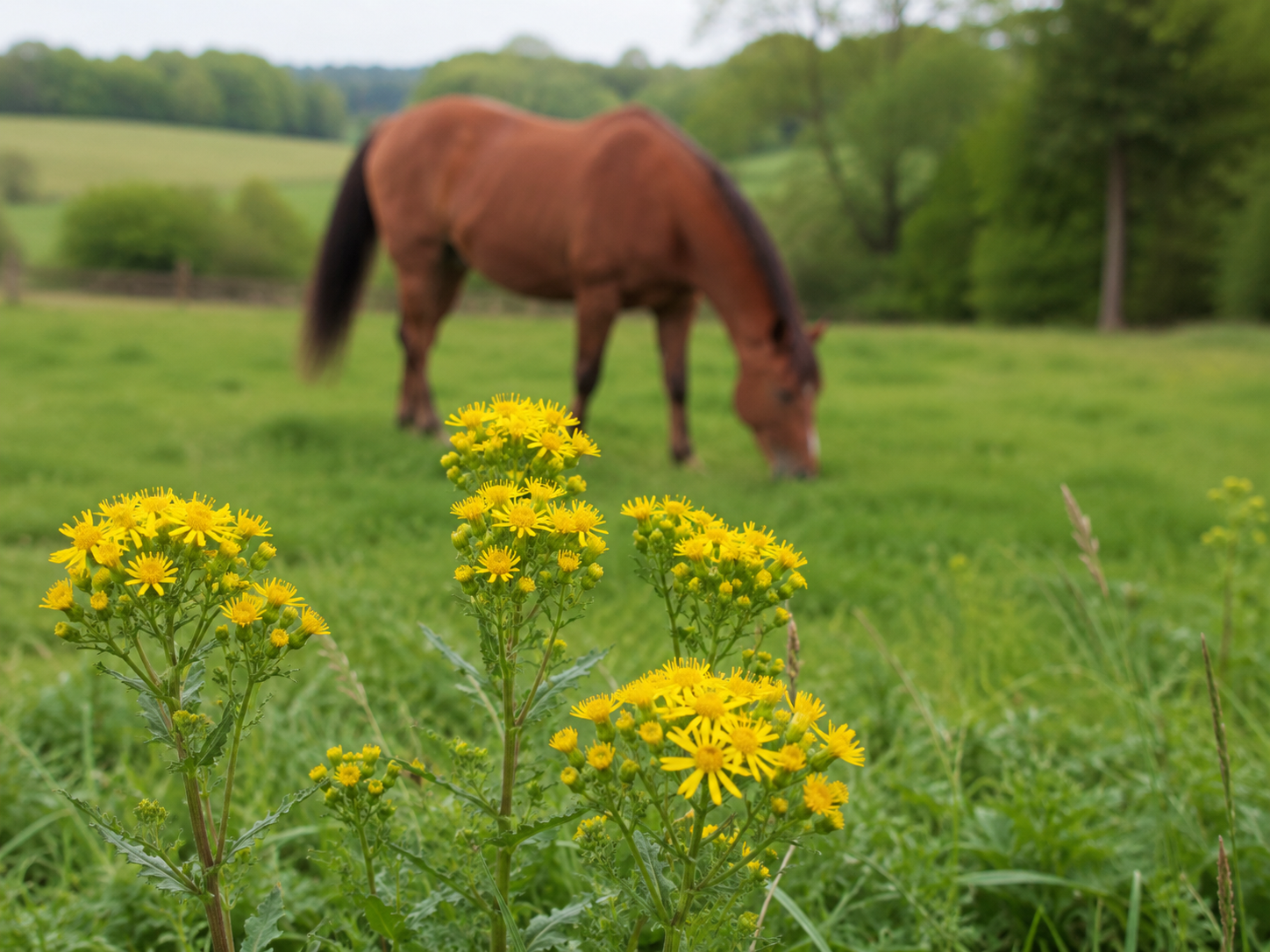 Érable sycomore / poulain et jeune cheval : reconnaissance de plante toxique au pré, observation du contexte de pâture et gestion des risques. Application mobile Equio pour identifier les plantes toxiques au cheval.