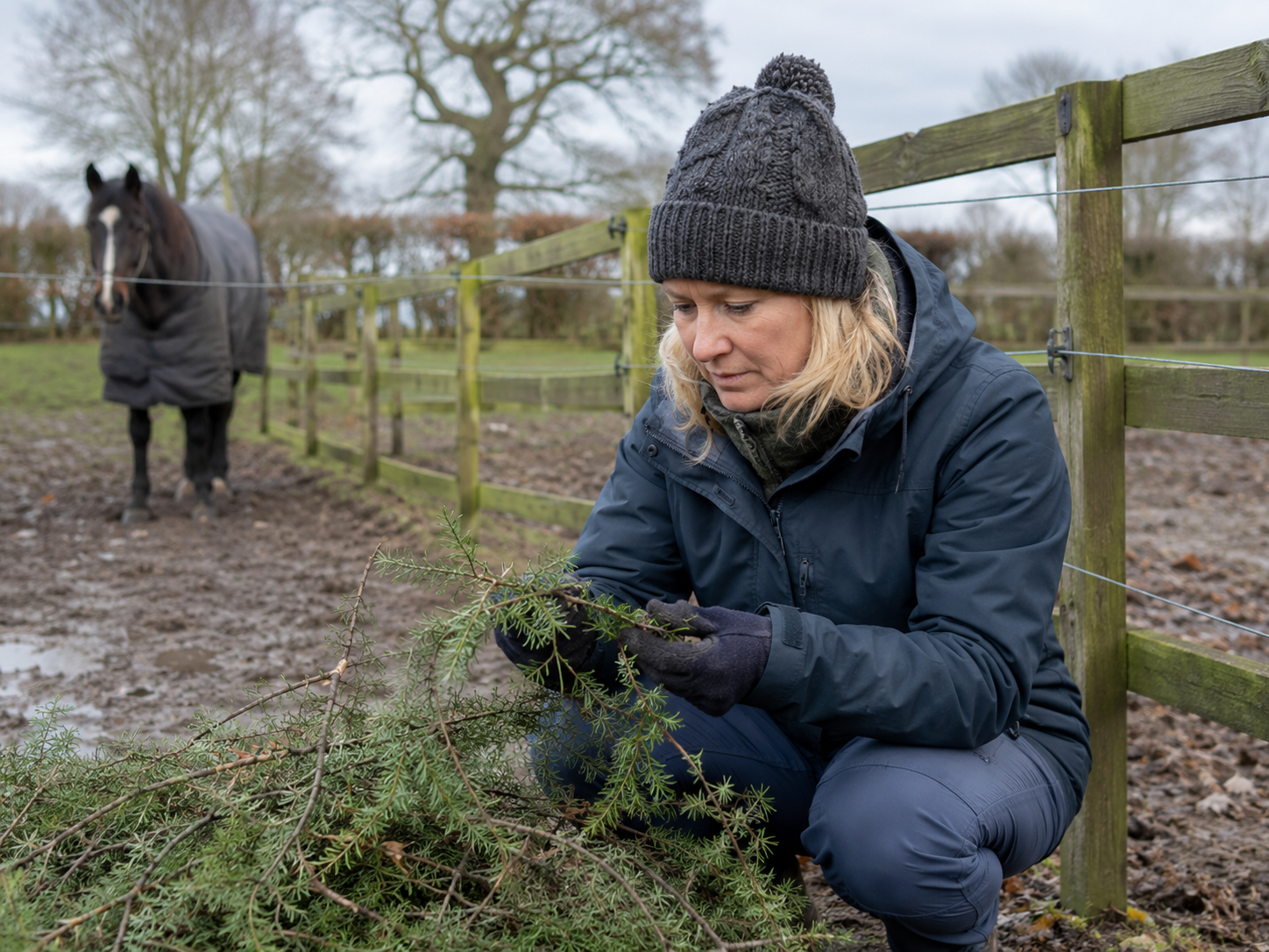 Rhododendron / poulain et jeune cheval : reconnaissance de plante toxique au pré, observation du contexte de pâture et gestion des risques. Application mobile Equio pour identifier les plantes toxiques au cheval.
