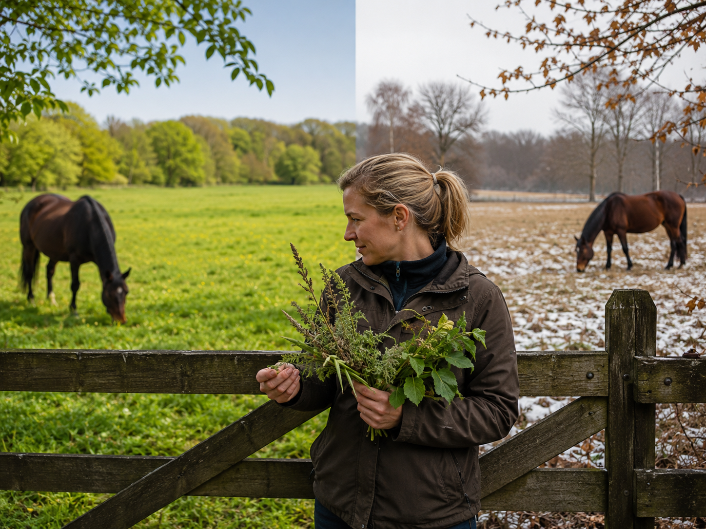 Chénopode blanc : reconnaissance de plante toxique au pré, observation du contexte de pâture et gestion des risques. Application mobile Equio pour identifier les plantes toxiques au cheval.