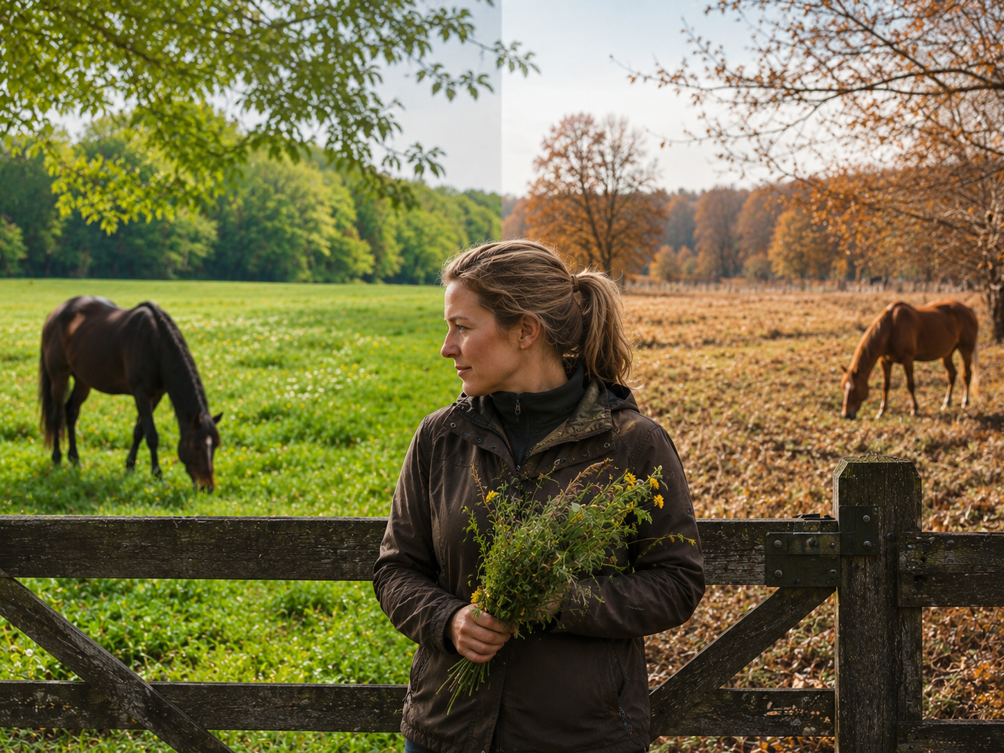 Centaurée du solstice / jument allaitante : reconnaissance de plante toxique au pré, observation du contexte de pâture et gestion des risques. Application mobile Equio pour identifier les plantes toxiques au cheval.