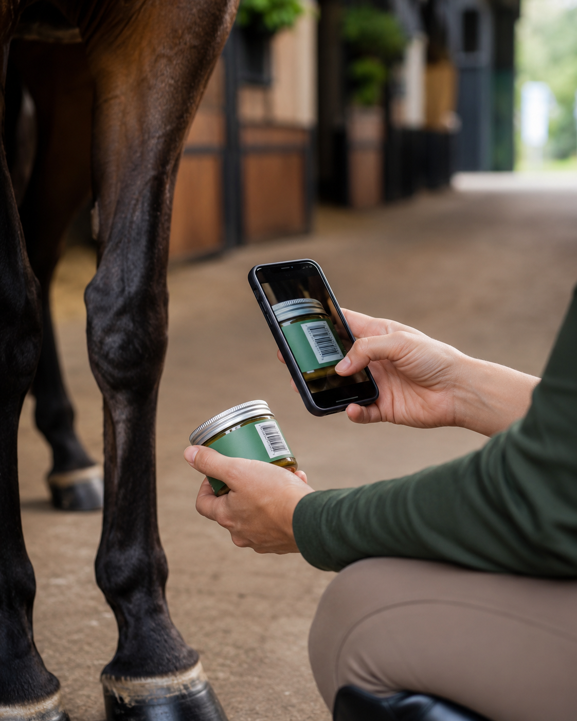 Shampoing sec cheval : application de soin équin, vérification de produit et surveillance de réaction cutanée. Vérification de sécurité et gestion des soins équins avec Equio.
